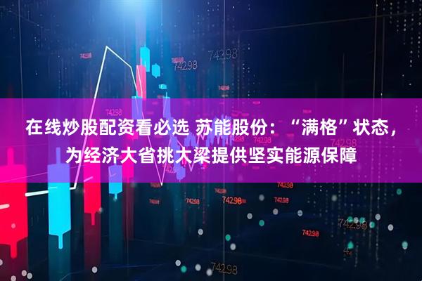 在线炒股配资看必选 苏能股份：“满格”状态，为经济大省挑大梁提供坚实能源保障