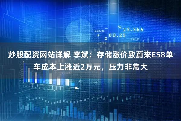 炒股配资网站详解 李斌：存储涨价致蔚来ES8单车成本上涨近2万元，压力非常大