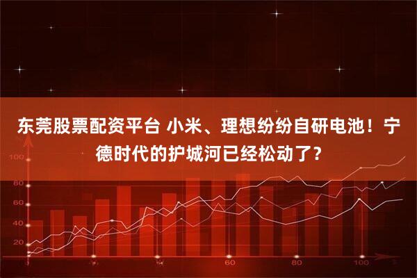 东莞股票配资平台 小米、理想纷纷自研电池！宁德时代的护城河已经松动了？